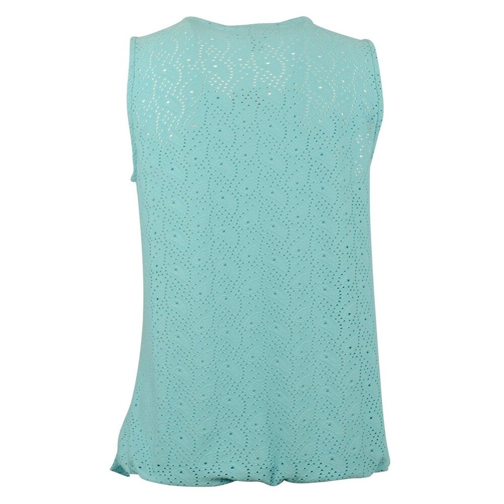 Michael Kors Women's Paisley Eyelet Wrap Sleeveless Top Blouse Small Turquoise - Picture 2 of 4